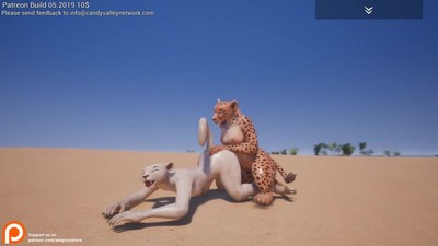 Фурри и ее подружка наслаждаются интимным моментом в пустынной обстановке.